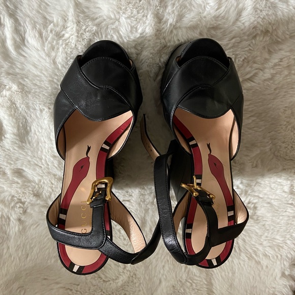 Gucci Kingsnake High Platform Heels Black sz 37.5 - Picture 7 of 10